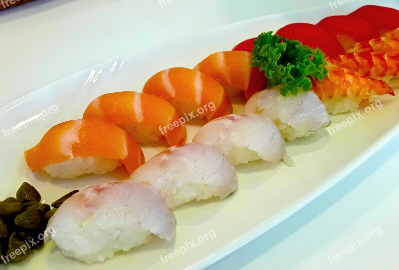 Sushi Tuna Salmon Seafood Traditional