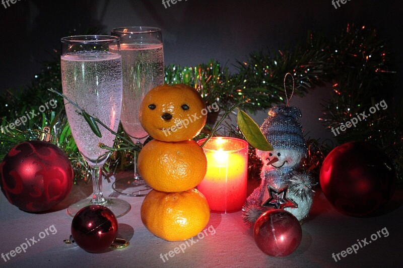 New Year's Eve Snegovichok Mandarin Mini Candle