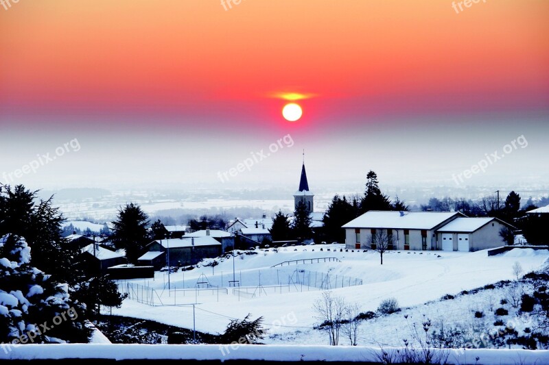 Loire Saint-old Haon Winter Sunset Village