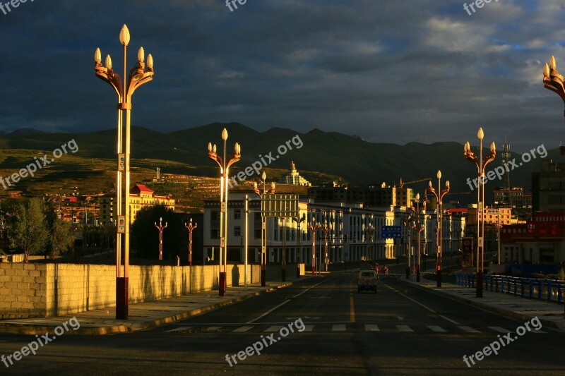 Early In The Morning Garze County Sunrise China Tibet