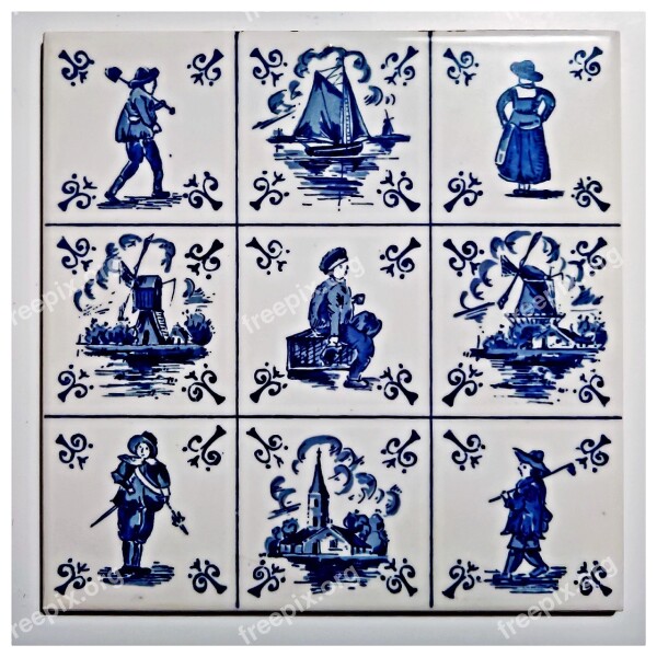 Tile Motive From Holland Delft Ceramic Art Design