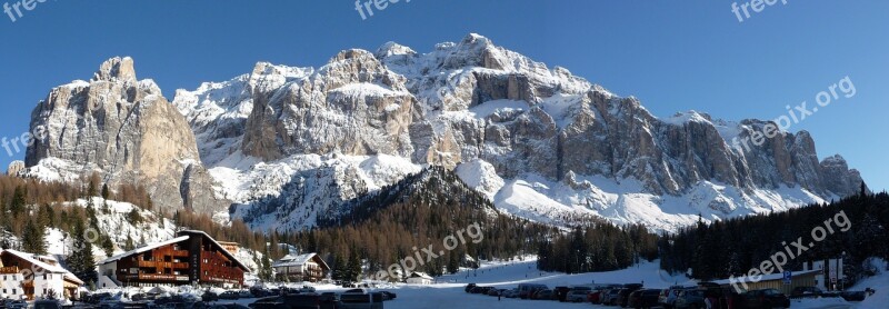 South Tyrol Sella Mountains Panorama Winter