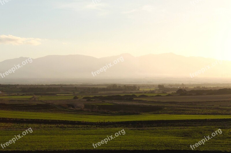 Plain Sardinia Landscape Fog Morting