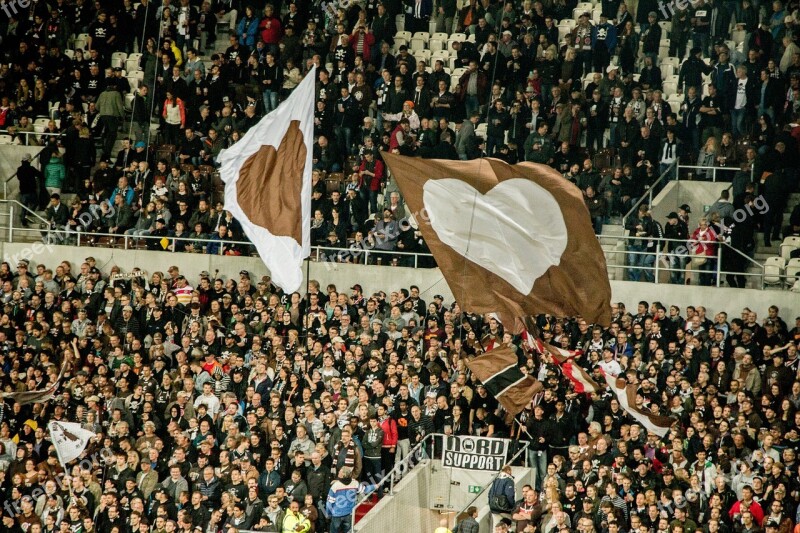 Football Football Match Flags Rush Fans