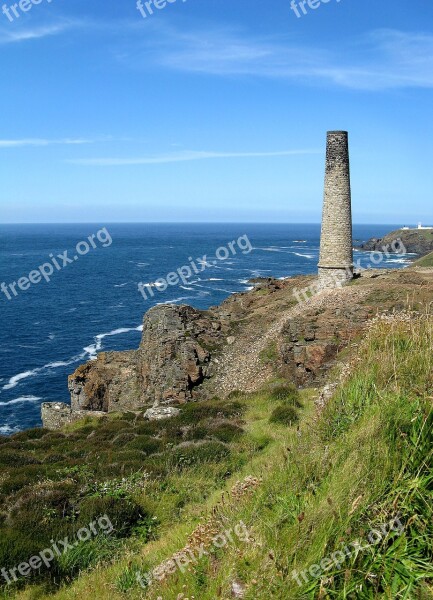 Cornwall Cornish Coast Tin Mine Near Geevor Tin Mine English Coastline