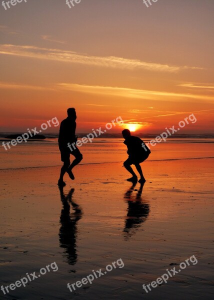 Sunset Happy Dance Beach Ocean