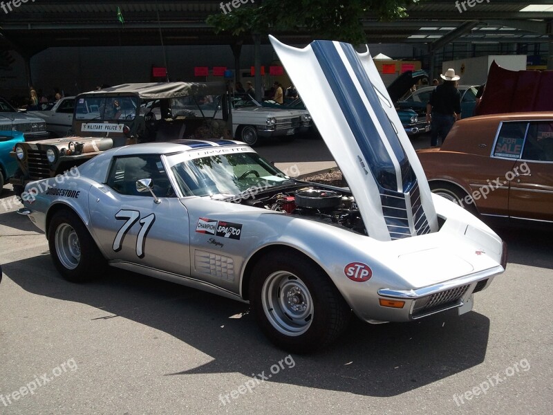 Chevrolet Corvette Stingray Auto Racing Car Silver