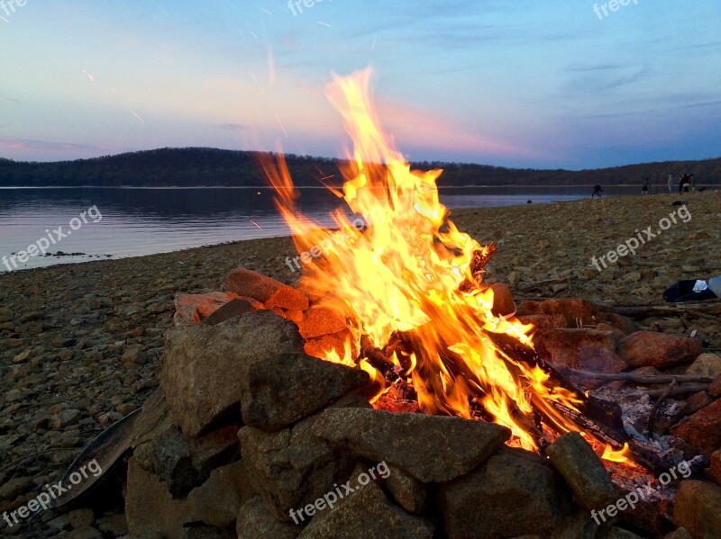 Beach Bonfire Campfire Fire Firewood