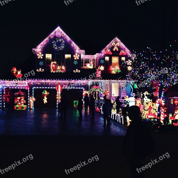 Lights Xmas Happy Christmas House Holiday