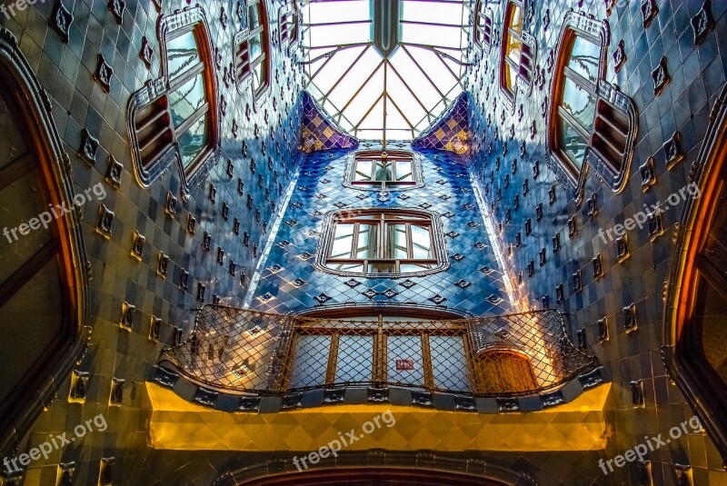 Gaudi Barcelona Building Inside Skylight