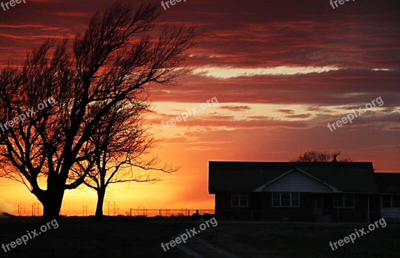 Farm Oklahoma Rural Tree Grass