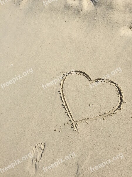 Heart Love Sand Beach Drawing