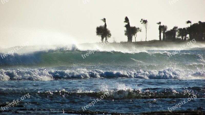 Storm Waves Wind Weather Spray