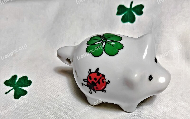 New Year's Eve Lucky Pig Lucky Charm Symbol Of Good Luck Four Leaf Clover