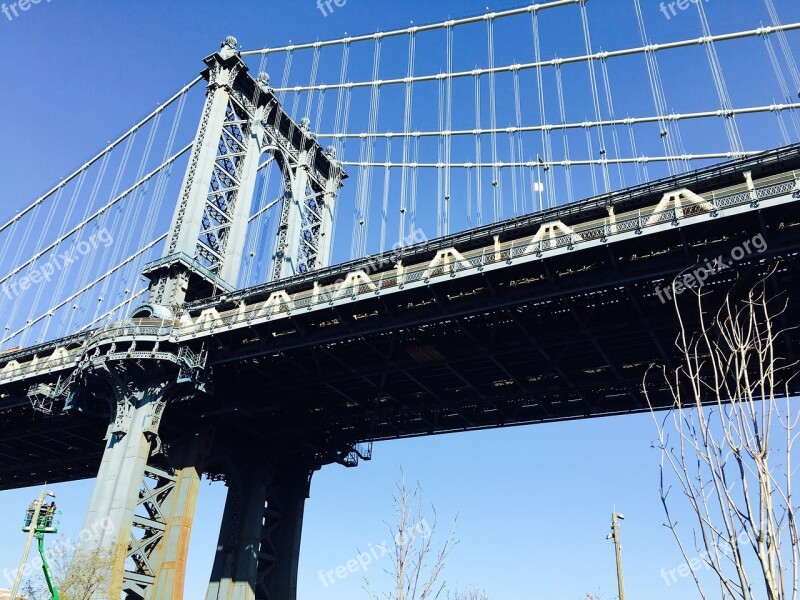 Bridge Manhattan Bridge Winter Landscape Free Photos