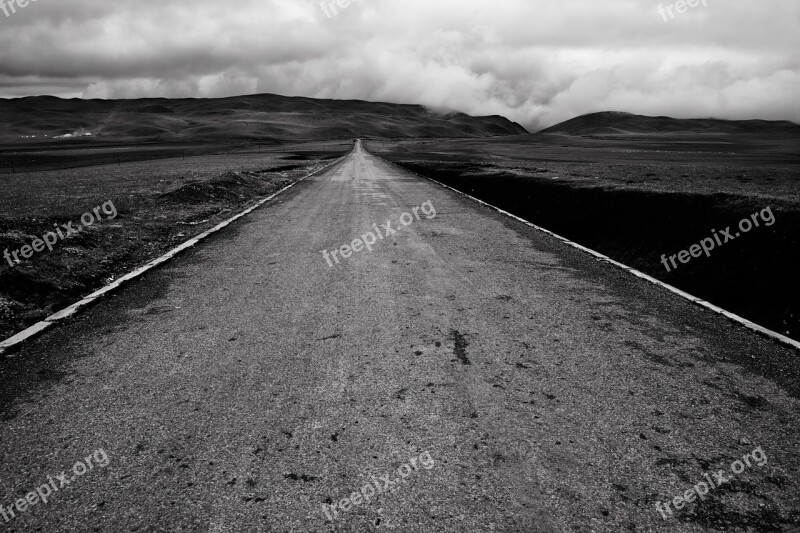 Gansu China Grasslands Monochrome B W