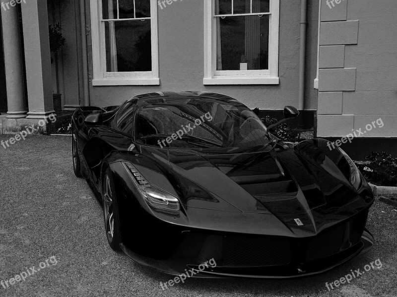 Supercar Black And White Auto Automotive Luxury