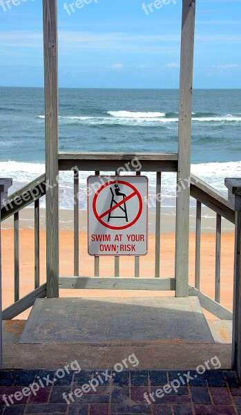 Beach Entrance Walkway Ocean Water