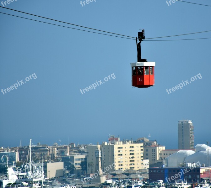 Cable Car Cabin Gondola Barcelona Tourism