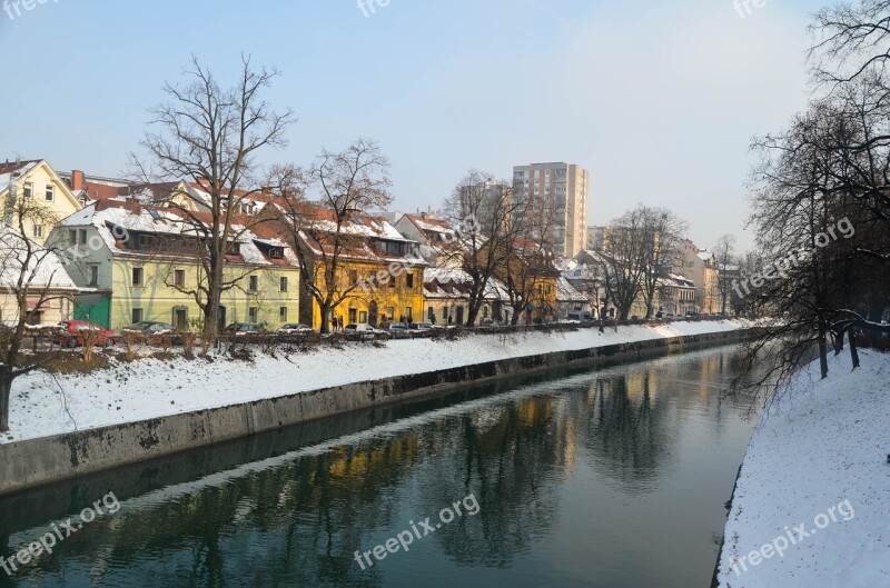 Ljubljana Slovenia Snow Winter City