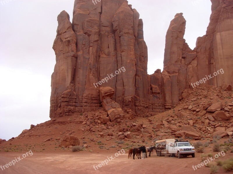 Horses Horseback Riding Monument Valley Rock Formations Rocks