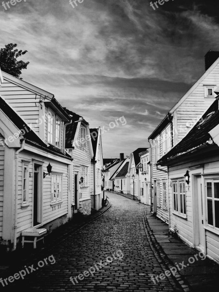 Stavanger Norway Old Town Street Wooden