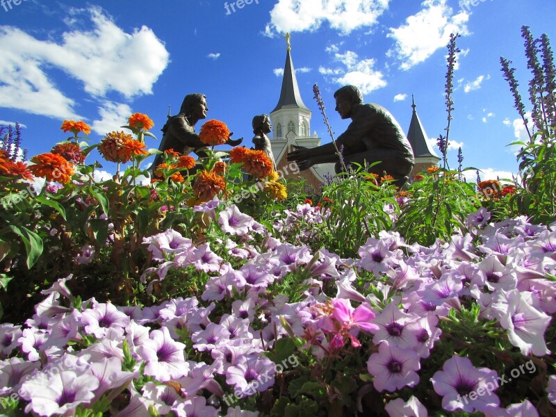 Flowers Statue Religion Temple Mormon