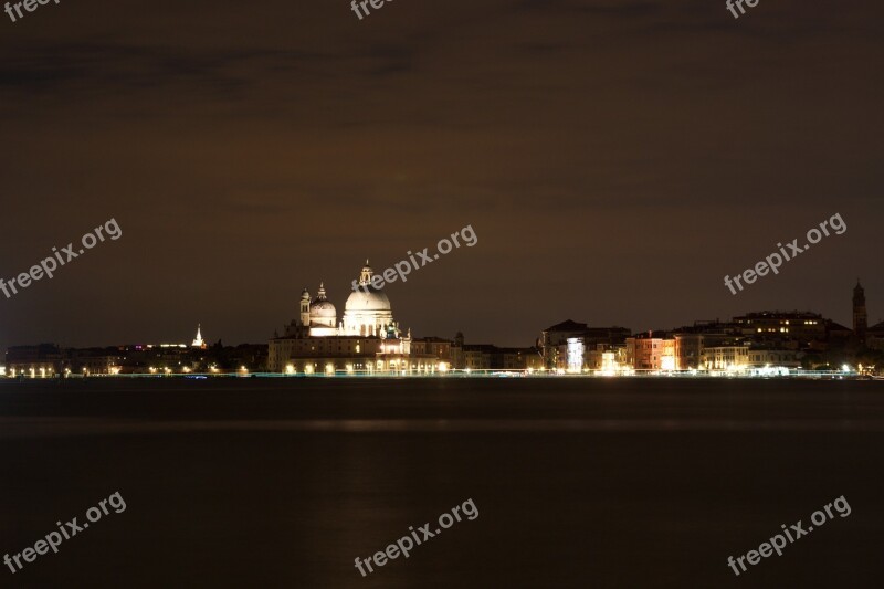 Night Venice Romantic Light Without Tourists