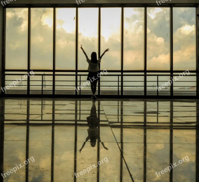 Silhouette Female Minimalist Window Backlighting