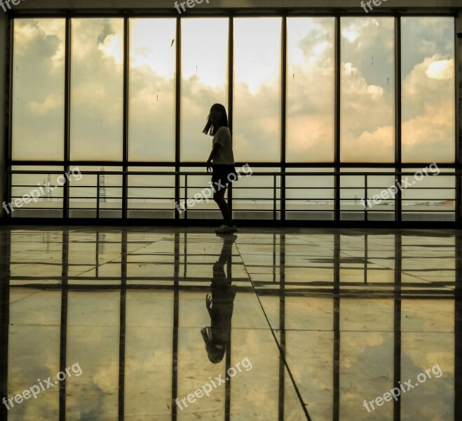 Silhouette Female Minimalist Window Backlighting