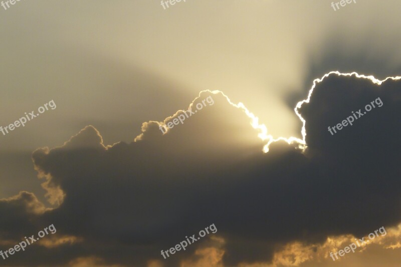 Cloud Sunbeam Sun Sunset Evening