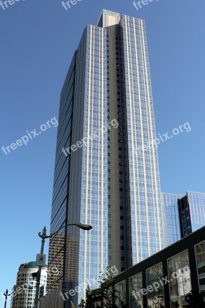 Blue Building The Sky Seattle City Skyscraper