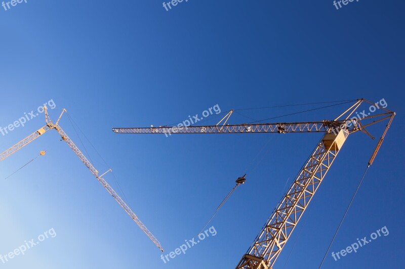 Crane Yellow Low Angle Shot Housebuilding Construction Work