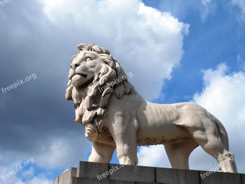 Lion Statue Sky Stone Figure Sculpture