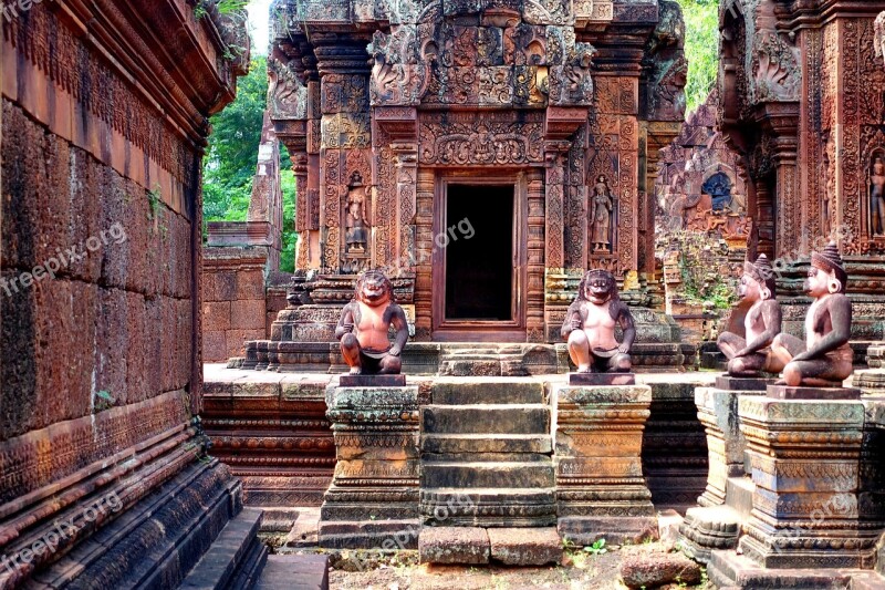 Banteay Srei Temple Complex Asia Statues Asurawächter