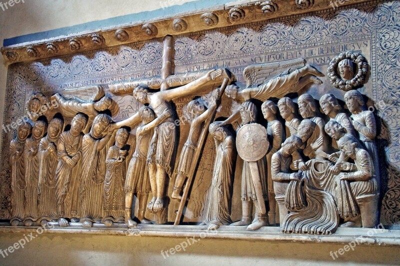 Bas Relief Crucifixion Gothic Duomo Di Parma Parma