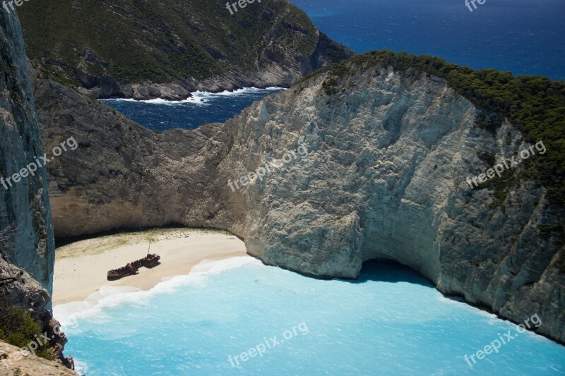 Zakyntos Shipwreck Sea Blue Cliff