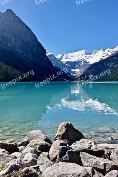 Lake Louise Canada Mountains Glacier Reflection