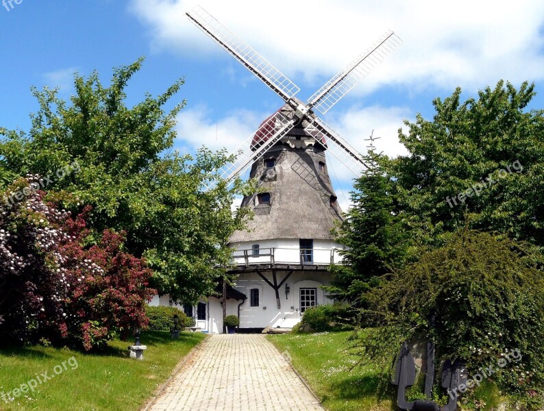 Windmill Sky Kappeln Mecklenburg Clouds