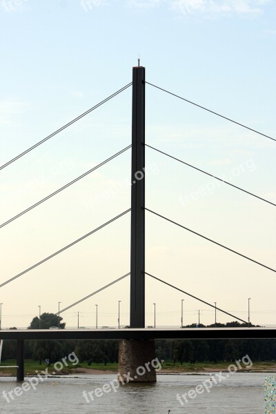 Düsseldorf Bridge Suspension Bridge Rhine Transition