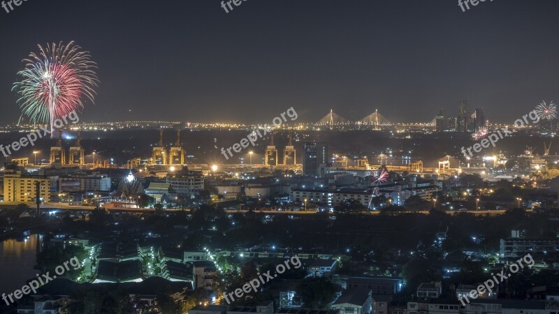 Bangkok Firework City Night Thailand