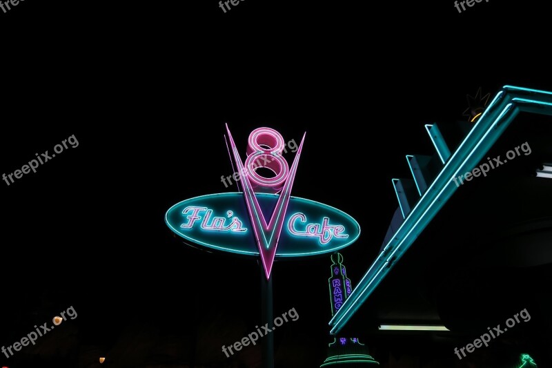 Flo's Café Disneyland Racers Neon Sign