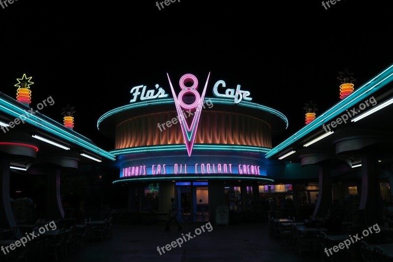 Flo's Café Disneyland Racers Neon Sign