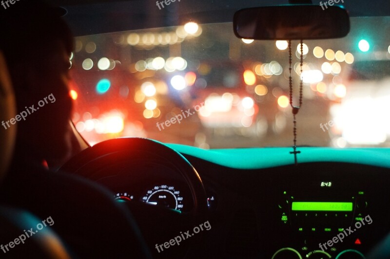 Traffic Car Night Driver Bokeh