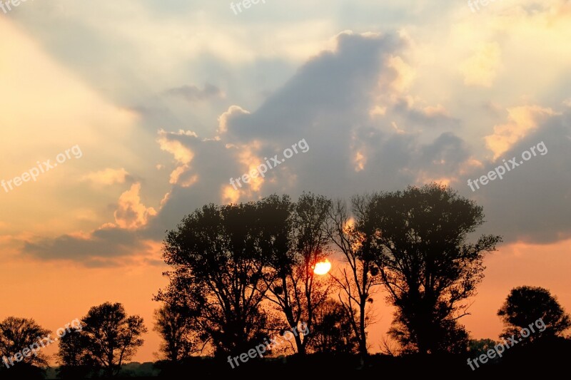 Sunset Abendstimmung Afterglow Romance Treetop