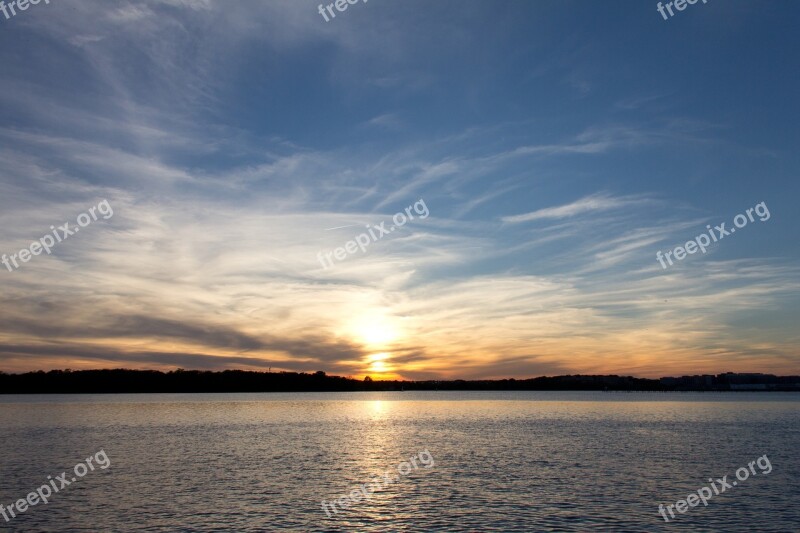 Sunset Potomac River Alexandria Water Scenic