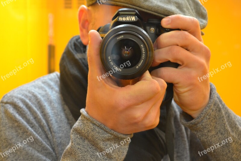 Photographer Concentration Nikon Lens Mirror