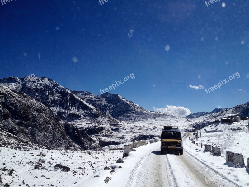 Scenic Blue Sky Winter Frozen