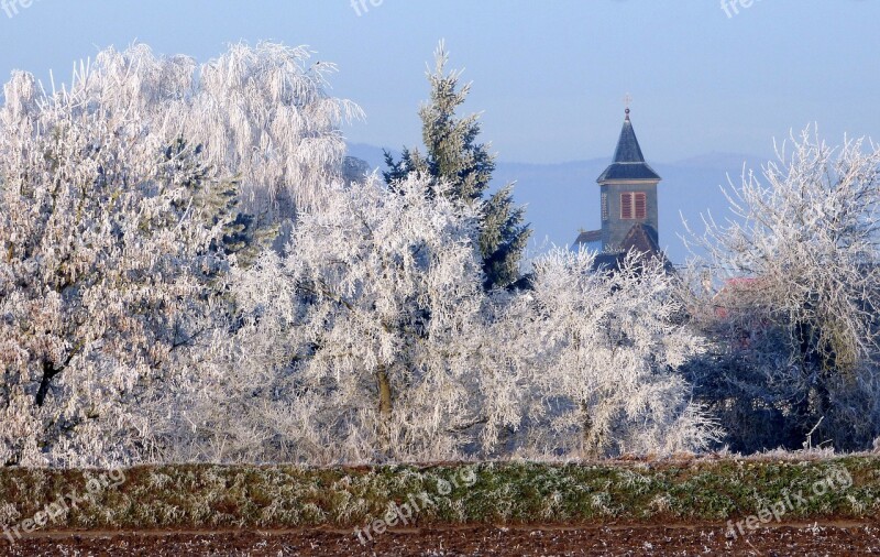 Church Landscape Winter Gel Roggenhouse