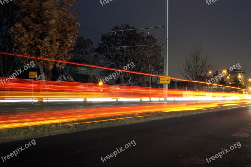 Kassel City At Night Light Road